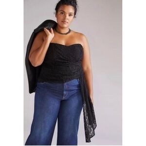 Anthropologie Black Lace Strapless Tank Top